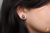 Small Pear Copper Amazonite Stud Earrings, 8x11mm Gemstone Stud Earrings, 925 Silver 18k Gold Plated Earring, Bridal Earring, Gift For Her